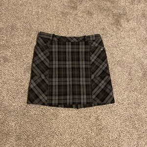 Eddie Bauer Black and Gray Plaid Wool Blend Mini Skirt